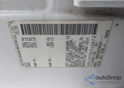 2010 Nissan Altima 2.5 S from USA, damaged, VIN 1N4AL2AP7AN515672